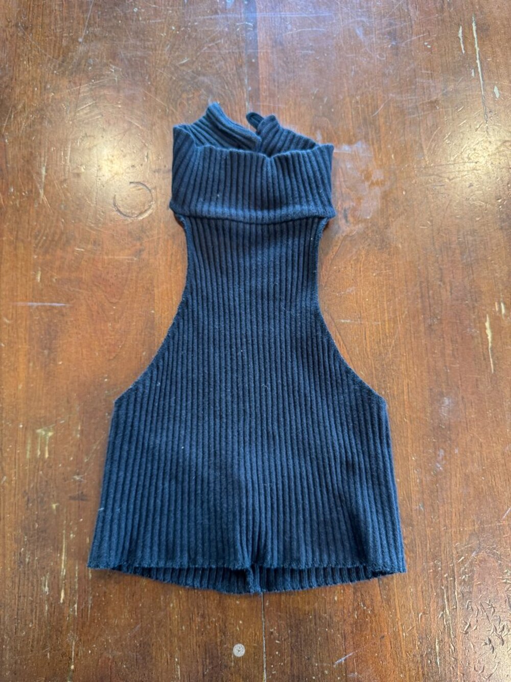 Are You Am I Black Ribbed Halter Turtleneck Top Size S Made in USA